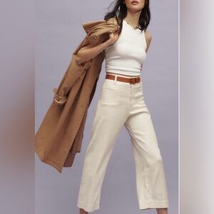 White Linen Pants - The Colette Cropped Wide-Leg Pants by Maeve - Anthropologie